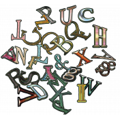 Jumbled Traditional Font Letters Element