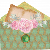 Decorative Peony Flower Gem Envelope Element