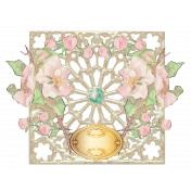 Lacy Square Doily With Wild Roses Element