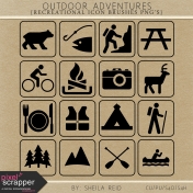 Outdoor Adventures Recreational Icon Brushes/PNG's Kit