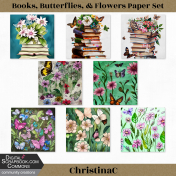 Books, Butterflies, & Flowers Paper Set