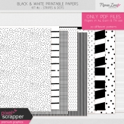 Black & White Printable Papers Kit #2- Stripes & Dots