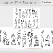 Draw It Kit #2- Christmas Kids Coloring Sheets