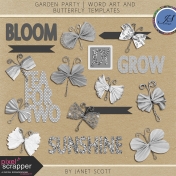 Garden Party- Butterfly and Word Art Template Kit