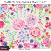 Watercolor Flowers and Branches Kit