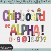 Grayscale Chipboard Alpha- A Mug & A Book