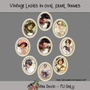 Vintage Ladies in Oval Pearl Frames 