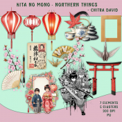 Kita No Mono - Northern Things - A Traditional Scrapbooking Kit - Elements & Clusters
