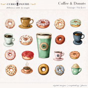Coffee and Donuts Vintage Stickers