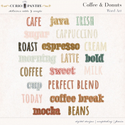 Coffee and Donuts Word Art