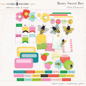 Berry Sweet Bee Print Elements