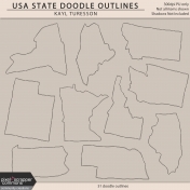 USA State Doodle Outlines