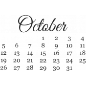 Dates- October Mini Calendar