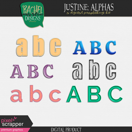 Justine: Alphas by Rachel Martin graphics kit | DigitalScrapbook.com ...