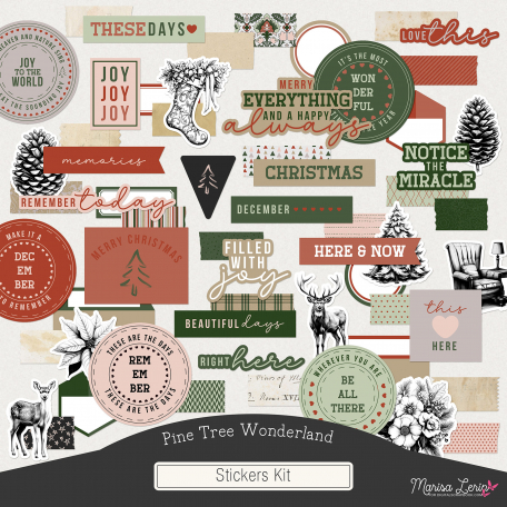 Pine Tree Wonderland Stickers Kit by Marisa Lerin graphics kit ...