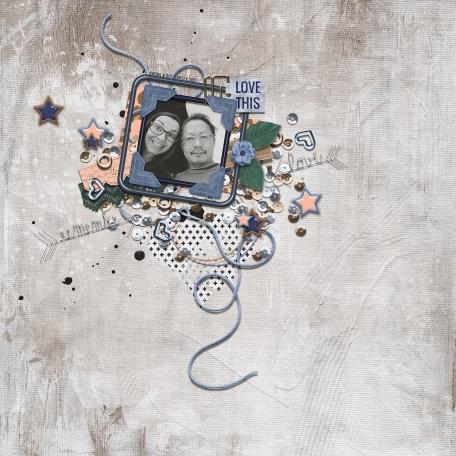 digital scrapbooking layout gray blue couple love