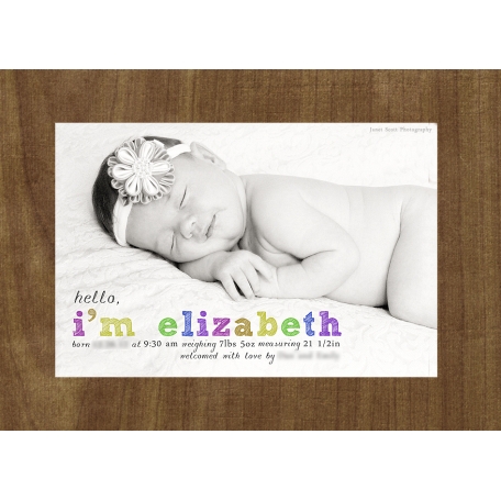 Sweet baby Elizabeth - Birth Announcement Postcard