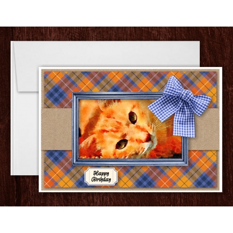 Watercolor Tabby Cat Greeting Card