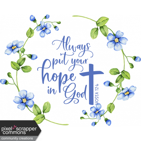 Hope Bible Verse in Blue Flower Wreath