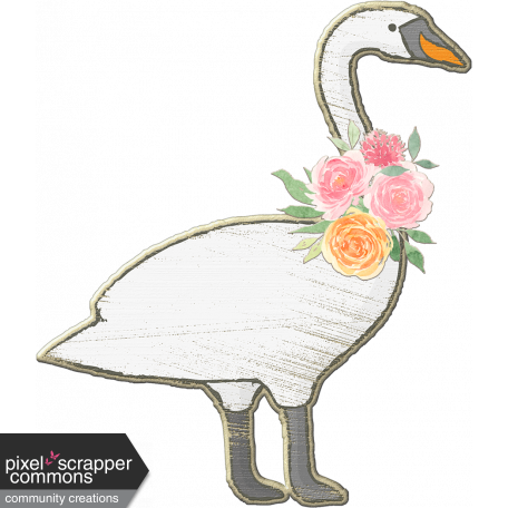 Swan with Pink & Orange Garland Chipboard