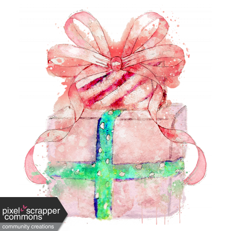 Pink Watercolor Present with Paint splatters