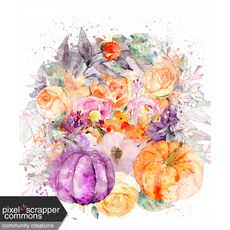 Purple and Orange Watercolor Flowers Bendable Transfer