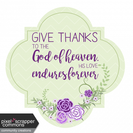 Purple and Green Frame: Give Thanks Word Art