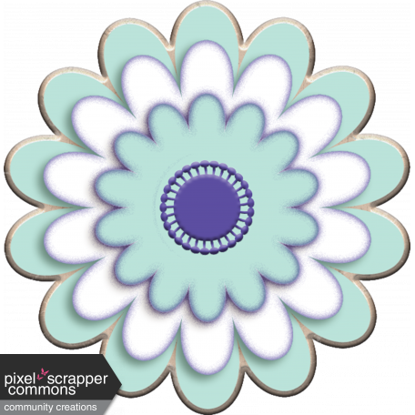 Lilac Aqua Element 16 Chipboard Flower