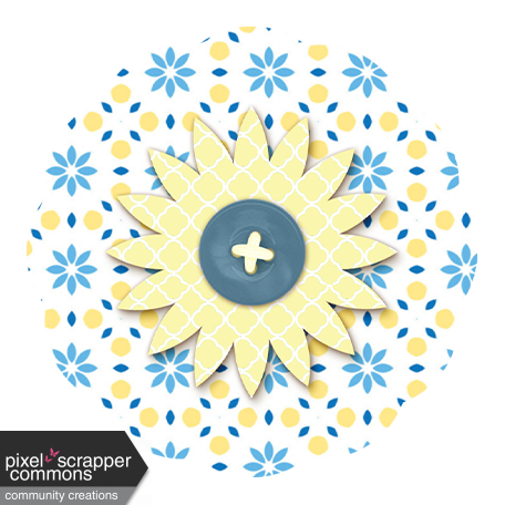 Blue Button Paper Flower Embellishment