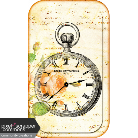 Vintage Inked Card w Heirloom Clock