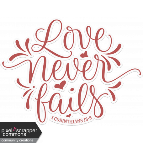 Love Never Fails Word Art Sticker