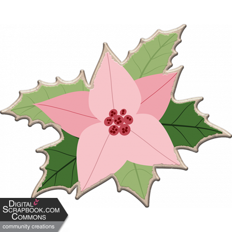 Pink Christmas Poinsettia Chipboard