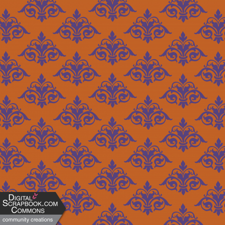 Oct 22 Orange Purple Damask