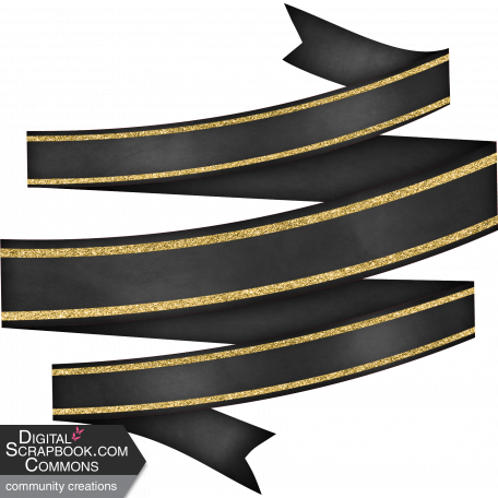 Chalkboard Ribbon Banner With Gold Glitter 02