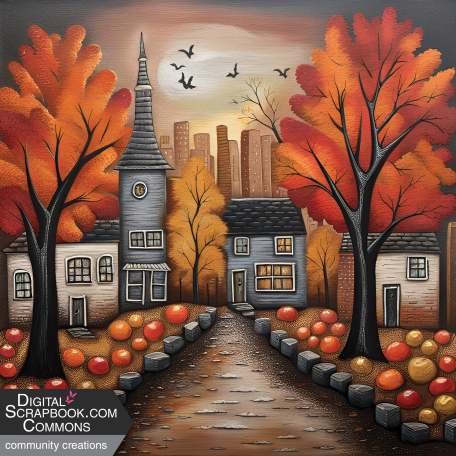 Autumn Town Background 1