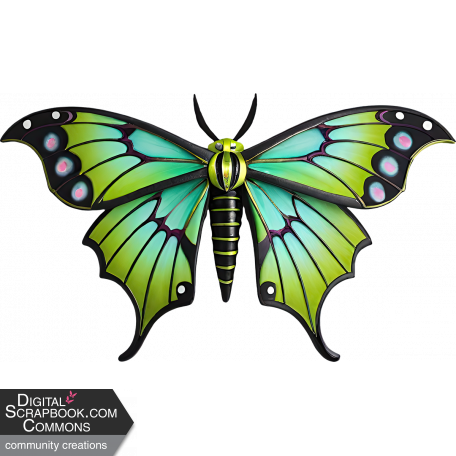 Moth Green & Black Clipart