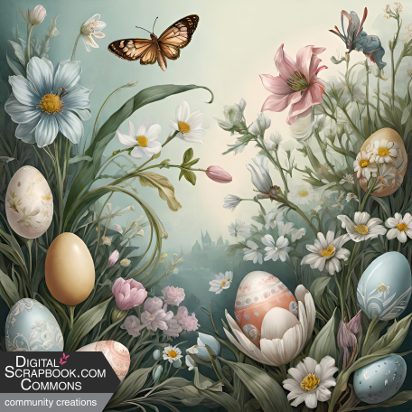 Floral Easter Eggs Background 