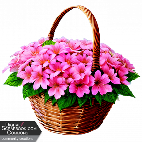 Country Pink Flower Basket