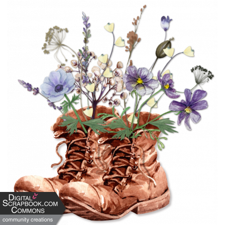 Walking boots with flowers