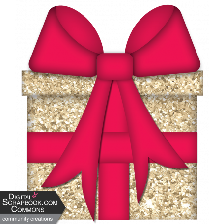 Gold Glitter Gift with Red Bow