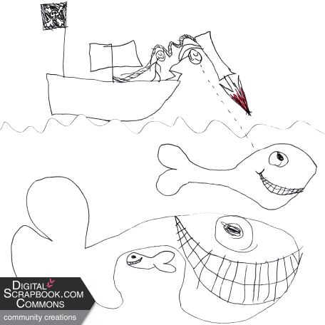 Doodle Stick Figures Whaling Whales