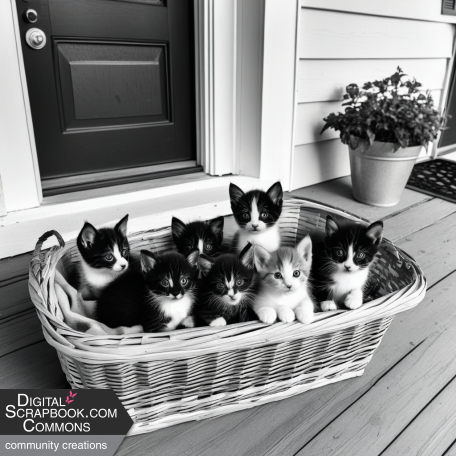 Basket of kitties at front door