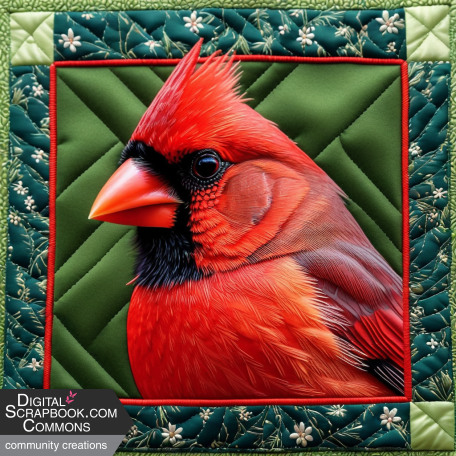 Red Cardinal Quilt Square