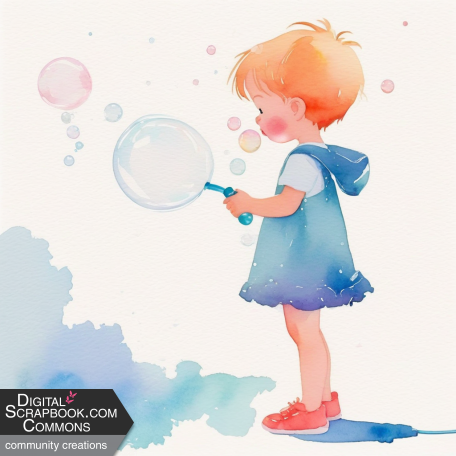 Girl with bubbles Paper