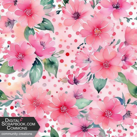 Pink floral and Dots Paper 