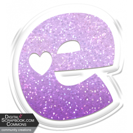 Love Letters Purple Ombre Glitter Cut-Out Puffy Sticker: Lowercase e