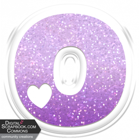 Love Letters Purple Ombre Glitter Cut-Out Puffy Sticker: Lowercase o