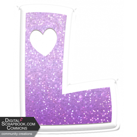Love Letters Purple Ombre Glitter Cut-Out Puffy Sticker: Uppercase L