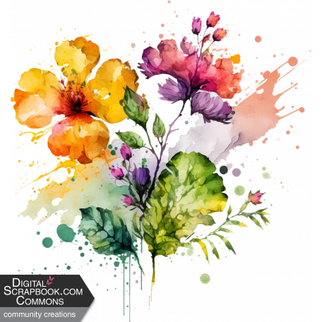 watercolor flower splatter graphic by Beth Gasaway | DigitalScrapbook