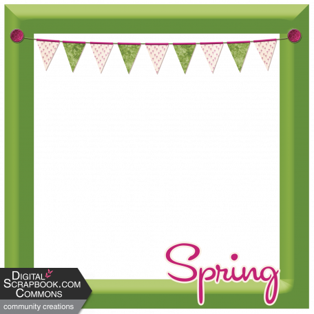 Spring Fresh Square Decorated Frame 04 - Green - All Shadows